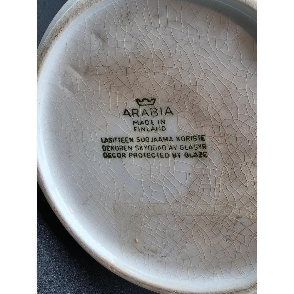 Vintage MCM Arabia Finland Yellow Butterly Pitcher Cream Crackle Glaze - Picture 8 of 10